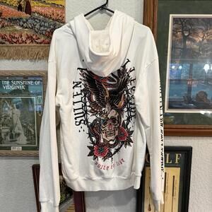 NWOT RARE Sullen Art Collective Tribal Nature Skull Tattoo Style Hoodie Size Med